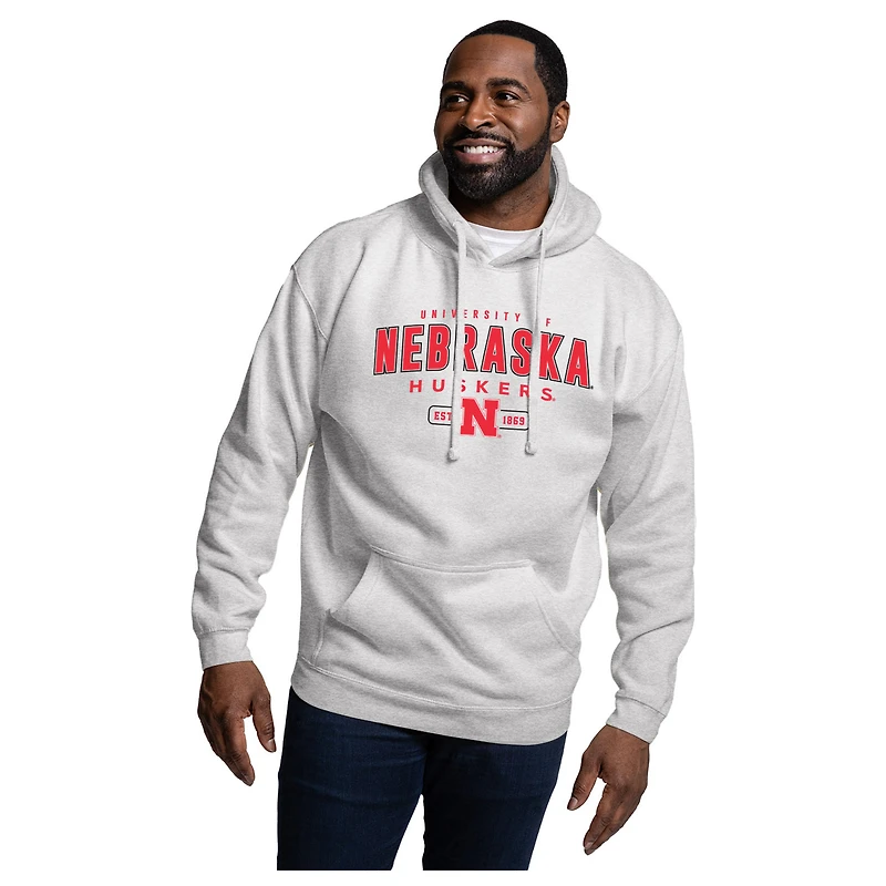 Men's League Collegiate Wear Heather Gray Nebraska Huskers Essentials 2.0 Fleece Pullover Hoodie