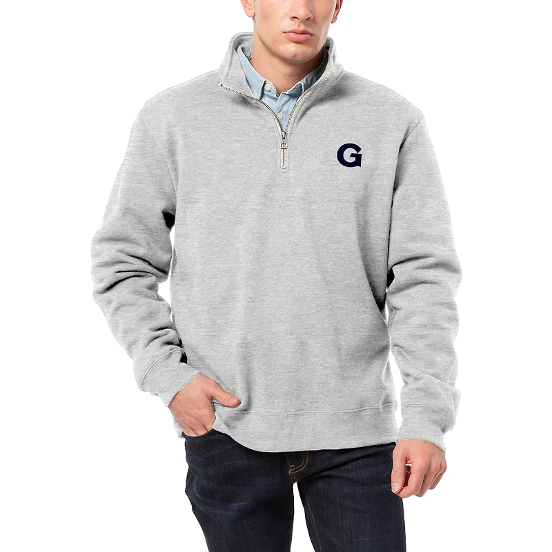 Men's League Collegiate Wear Heather Gray Georgetown Hoyas Essentials 2.0 Fleece Quarter-Zip Jacket