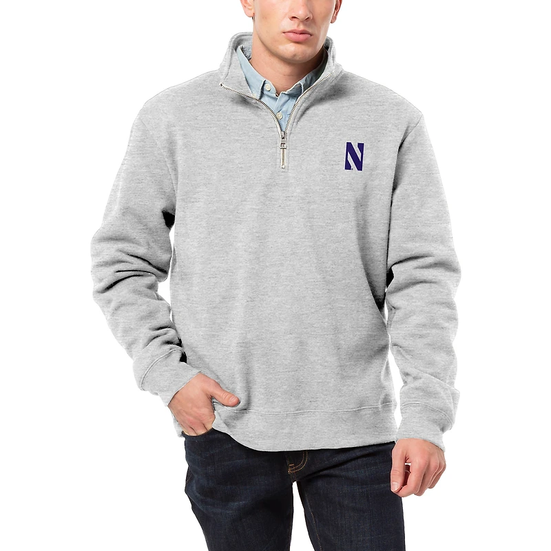 Men's League Collegiate Wear Heather Gray Northwestern Wildcats Essentials 2.0 Fleece Quarter-Zip Jacket