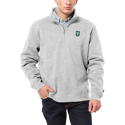 Men's League Collegiate Wear Heather Gray Tulane Green Wave Essentials 2.0 Fleece Quarter-Zip Jacket