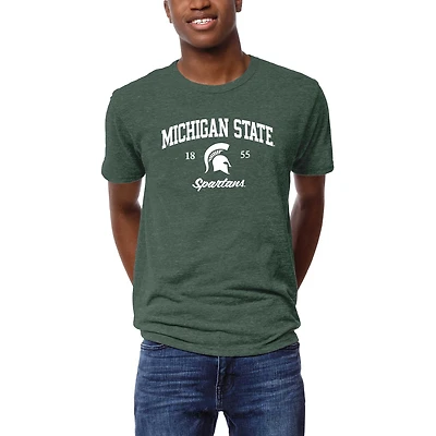 Men's League Collegiate Wear Heather Green Michigan State Spartans Victory Falls Tri-Blend T-Shirt