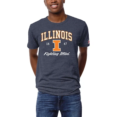 Men's League Collegiate Wear Heather Navy Illinois Fighting Illini Victory Falls Tri-Blend T-Shirt