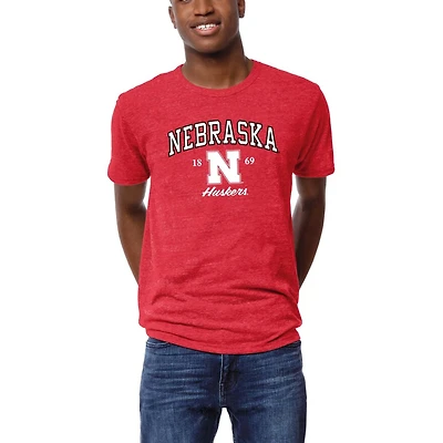 Men's League Collegiate Wear Heather Red Nebraska Huskers Victory Falls Tri-Blend T-Shirt