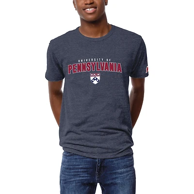 Men's League Collegiate Wear Heather Navy Pennsylvania Quakers Victory Falls Tri-Blend T-Shirt