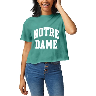 Women's Official League Green Notre Dame Fighting Irish Clothesline Cropped T-Shirt