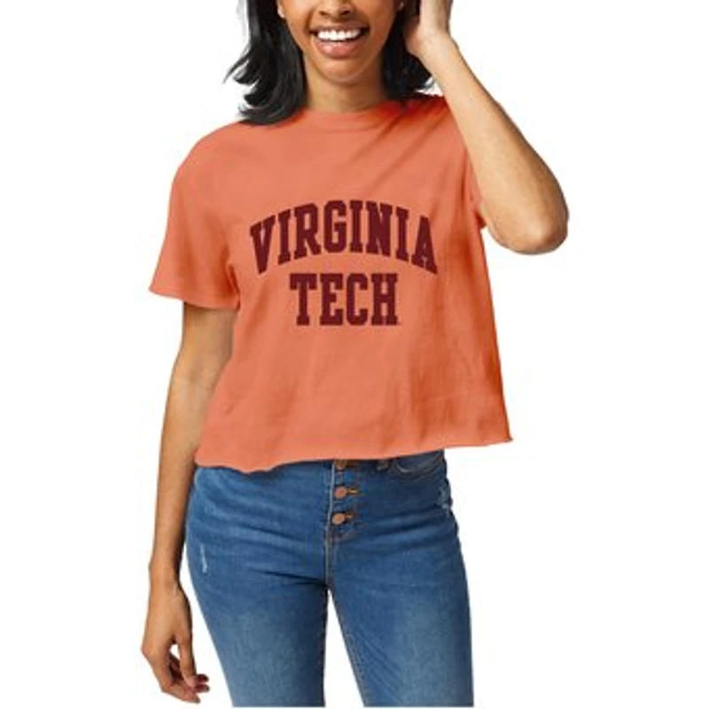Women's Official League Orange Virginia Tech Hokies Clothesline Cropped T-Shirt