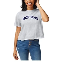Women's Official League Ash Johns Hopkins Blue Jays Clothesline Cropped T-Shirt