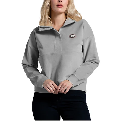 Women's Gray Georgia Bulldogs Corduroy Half-Zip Sweatshirt