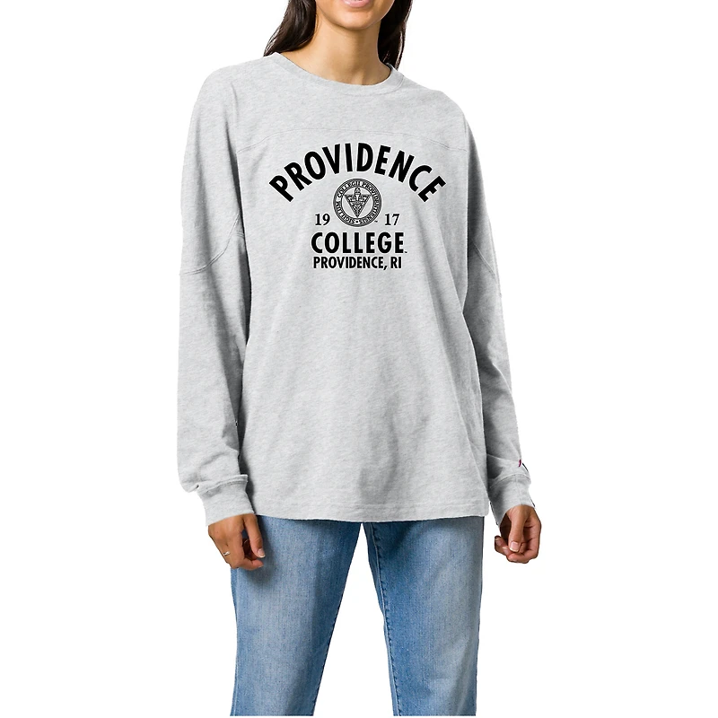 Women's Ash Providence Friars Throwback Oversized Long Sleeve T-Shirt