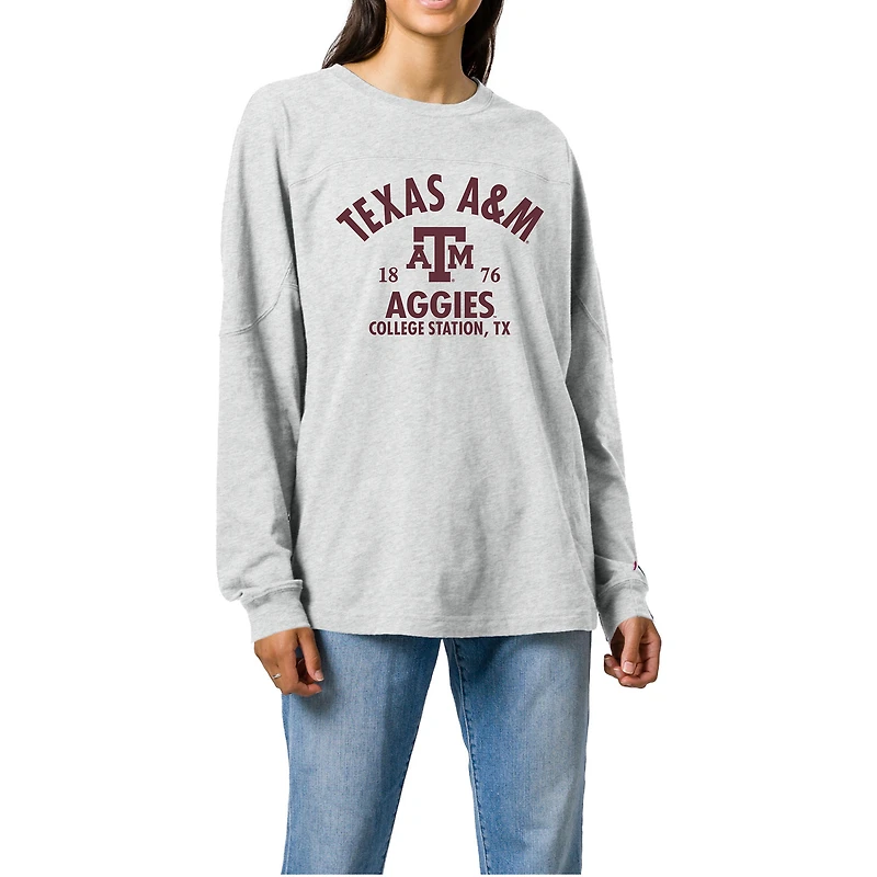 Women's Ash Texas A&M Aggies Throwback Oversized Long Sleeve T-Shirt