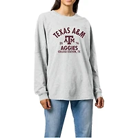 Women's Ash Texas A&M Aggies Throwback Oversized Long Sleeve T-Shirt