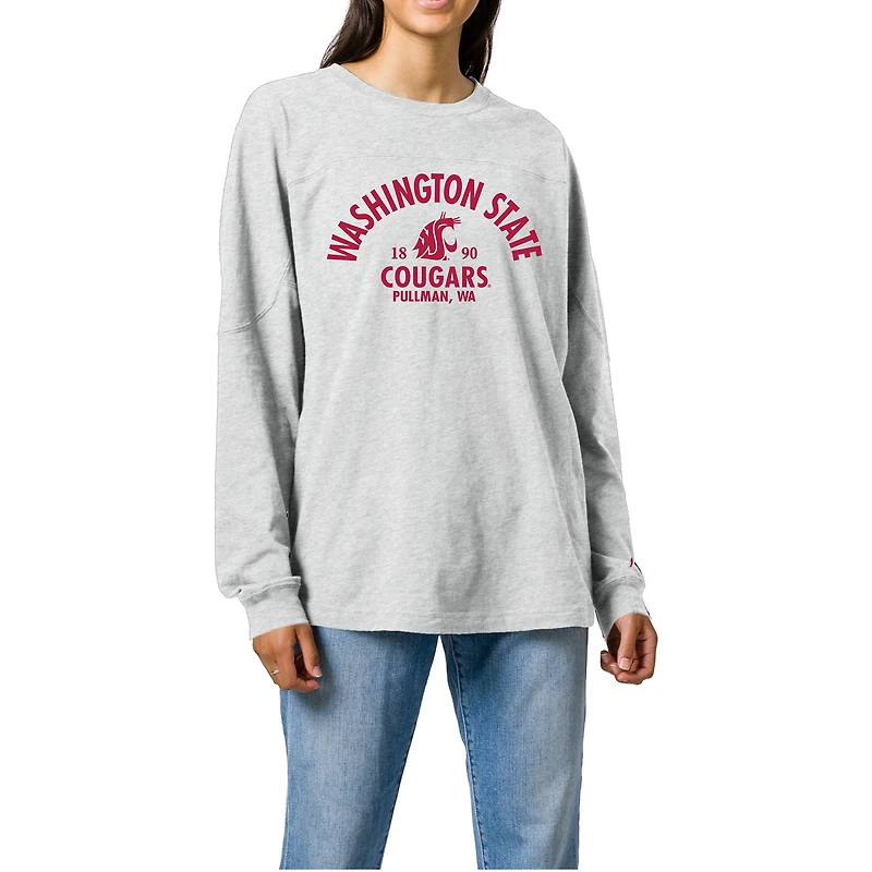 Women's Ash Washington State Cougars Throwback Oversized Long Sleeve T-Shirt
