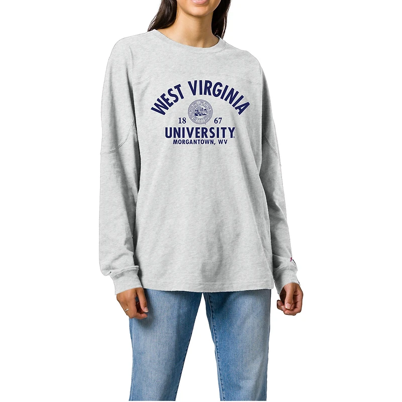 Women's Ash West Virginia Mountaineers Throwback Oversized Long Sleeve T-Shirt