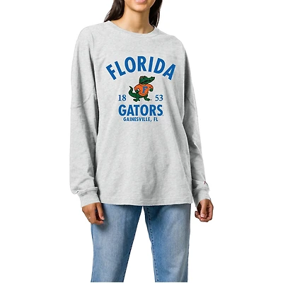 Women's Ash Florida Gators Throwback Oversized Long Sleeve T-Shirt