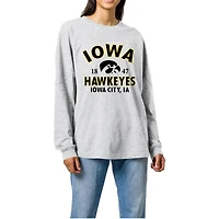 Women's Ash Iowa Hawkeyes Throwback Oversized Long Sleeve T-Shirt