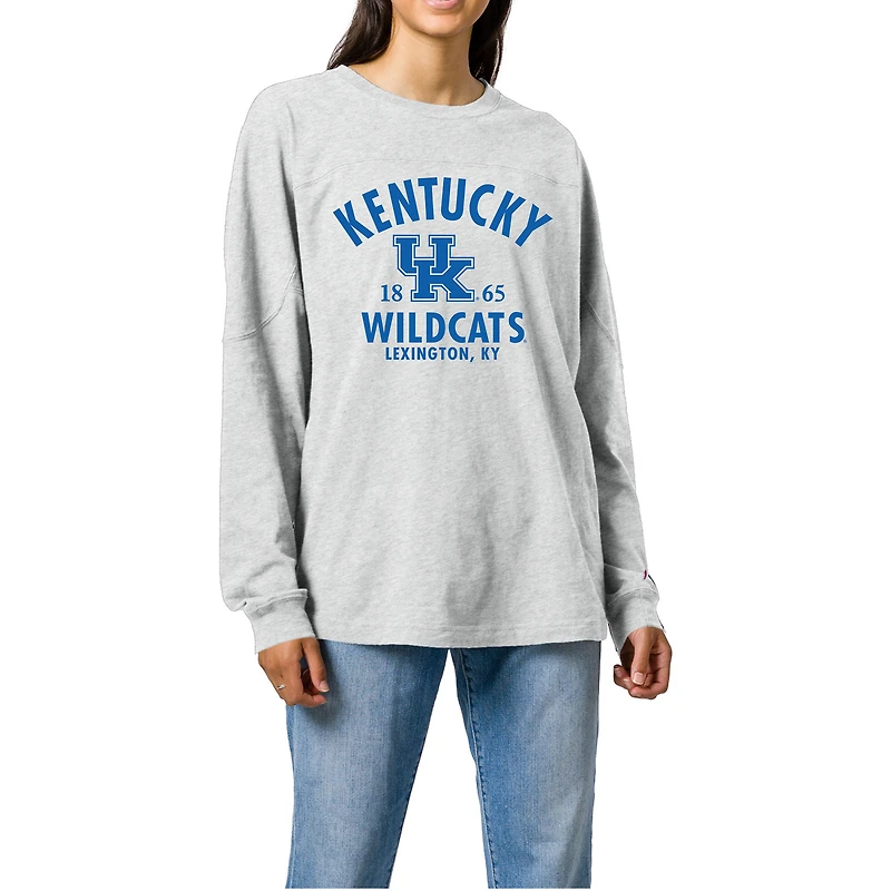 Women's Ash Kentucky Wildcats Throwback Oversized Long Sleeve T-Shirt