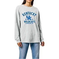 Women's Ash Kentucky Wildcats Throwback Oversized Long Sleeve T-Shirt
