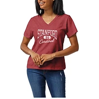 Women's Heather Cardinal Stanford Cardinal Intramural Tri-Blend Boyfriend V-Neck T-Shirt
