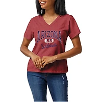 Women's Heather Red Arizona Wildcats Intramural Tri-Blend Boyfriend V-Neck T-Shirt