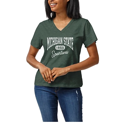 Women's Heather Green Michigan State Spartans Intramural Tri-Blend Boyfriend V-Neck T-Shirt