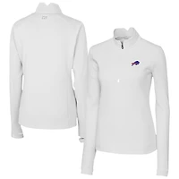 Women's Cutter & Buck White Buffalo Bills Traverse Stretch Quarter-Zip Pullover Top