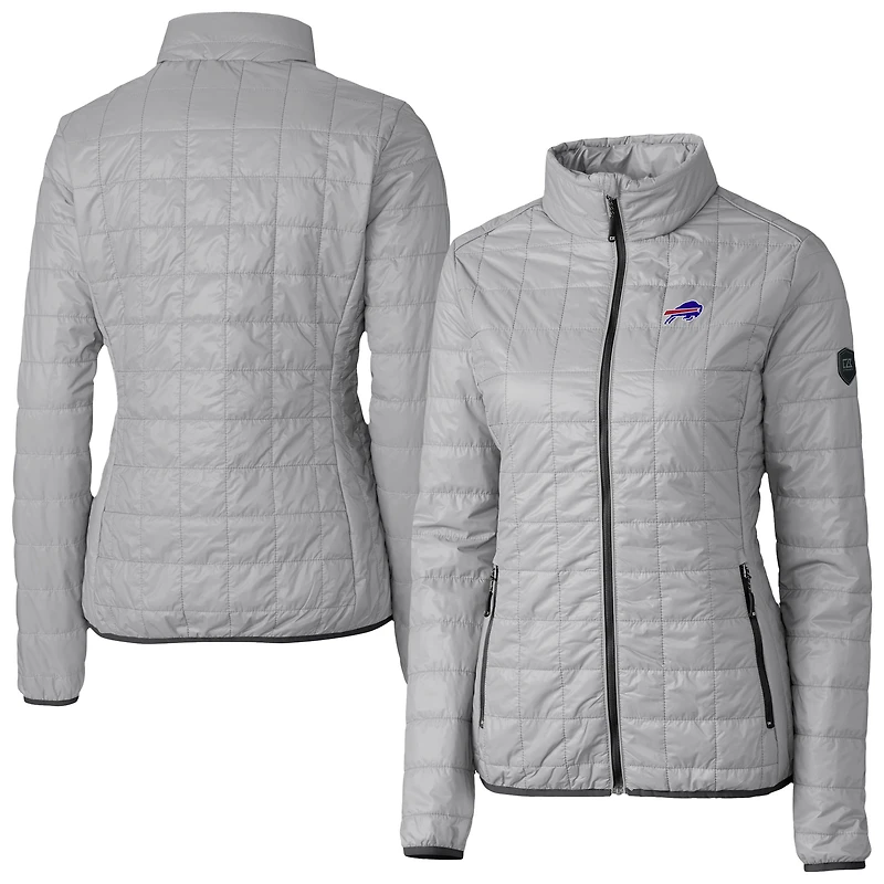 Women's Cutter & Buck Gray Buffalo Bills Rainier PrimaLoft Eco Insulated Full-Zip Puffer Jacket