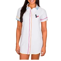 Women's Concepts Sport White Houston Texans Flutter Knit Button-Up Nightshirt
