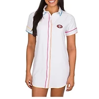 Women's Concepts Sport White San Francisco 49ers Flutter Knit Button-Up Nightshirt