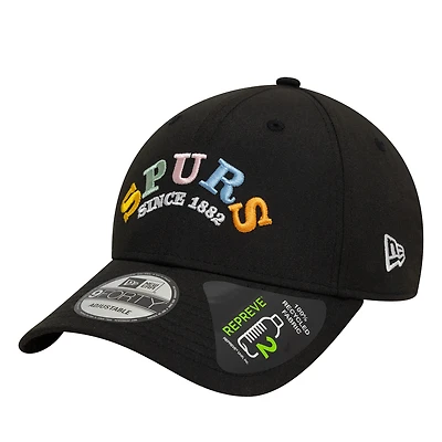 Men's New Era Black Tottenham Hotspur Rainbow Wordmark Adjustable 9FORTY Hat