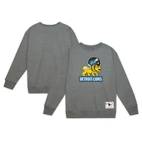 Men's Mitchell & Ness Heather Gray Detroit Lions Basic Fleece Pullover Sweatshirt