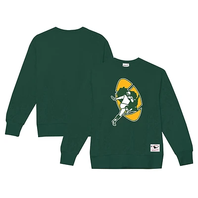Men's Mitchell & Ness Dark Green Green Bay Packers Basic Fleece Pullover Sweatshirt