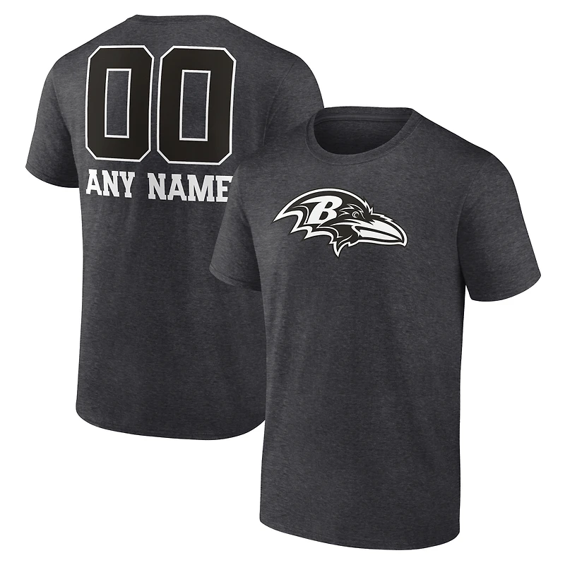 Men's Charcoal Baltimore Ravens Personalized Name & Number Monochrome T-Shirt