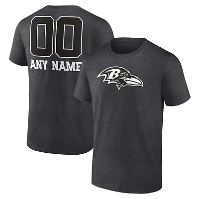 Men's Charcoal Baltimore Ravens Personalized Name & Number Monochrome T-Shirt