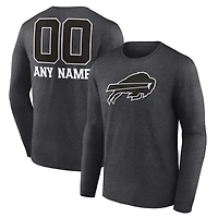 Men's Charcoal Buffalo Bills Personalized Name & Number Monochrome Long Sleeve T-Shirt