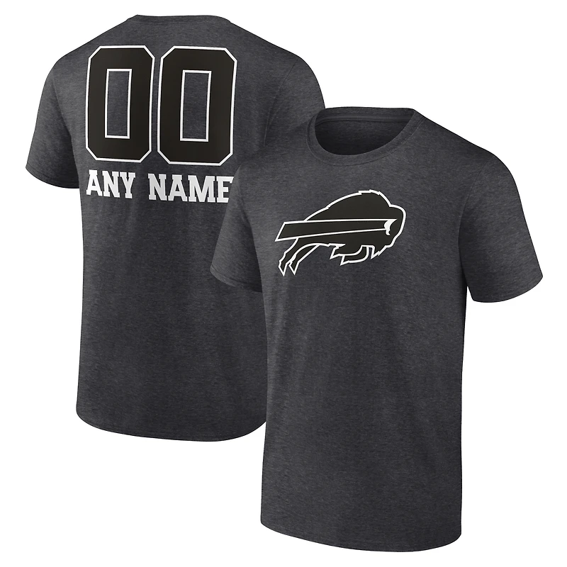 Men's Charcoal Buffalo Bills Personalized Name & Number Monochrome T-Shirt