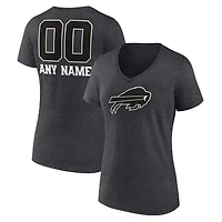 Women's Charcoal Buffalo Bills Personalized Name & Number Monochrome V-Neck Long Sleeve T-Shirt