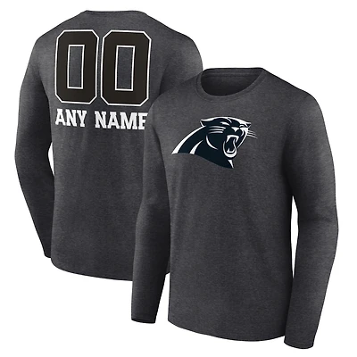 Men's Charcoal Carolina Panthers Personalized Name & Number Monochrome Long Sleeve T-Shirt