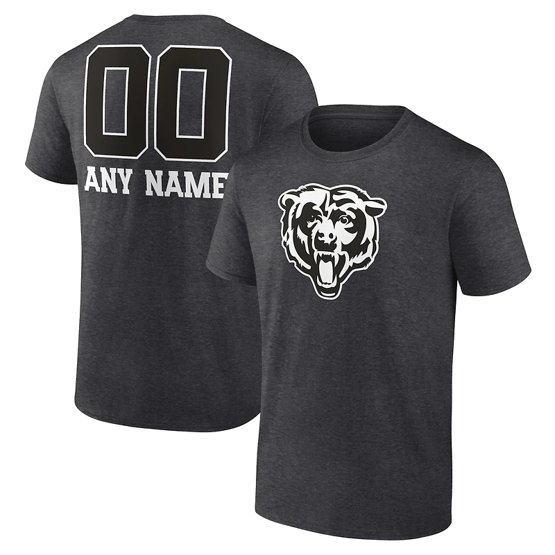 Men's Charcoal Chicago Bears Personalized Name & Number Monochrome T-Shirt