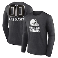 Men's Charcoal Cleveland Browns Personalized Name & Number Monochrome Long Sleeve T-Shirt