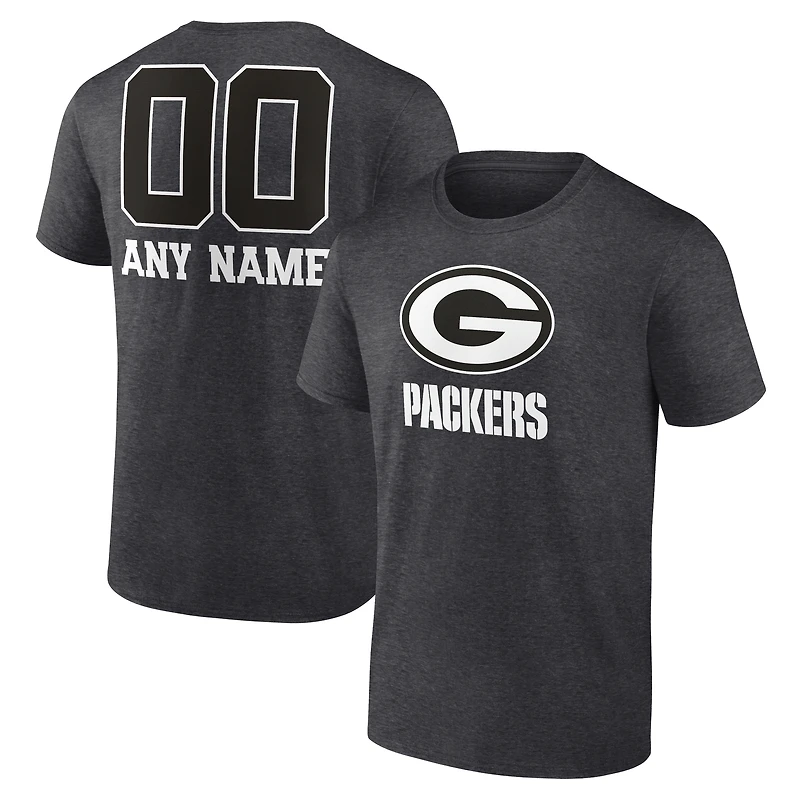 Men's Charcoal Green Bay Packers Personalized Name & Number Monochrome T-Shirt