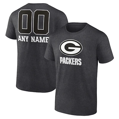 Men's Charcoal Green Bay Packers Personalized Name & Number Monochrome T-Shirt