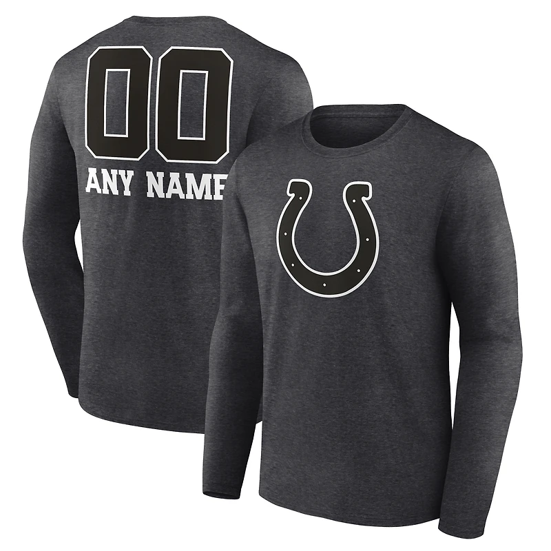 Men's Charcoal Indianapolis Colts Personalized Name & Number Monochrome Long Sleeve T-Shirt