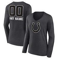 Women's Charcoal Indianapolis Colts Personalized Name & Number Monochrome V-neck T-Shirt