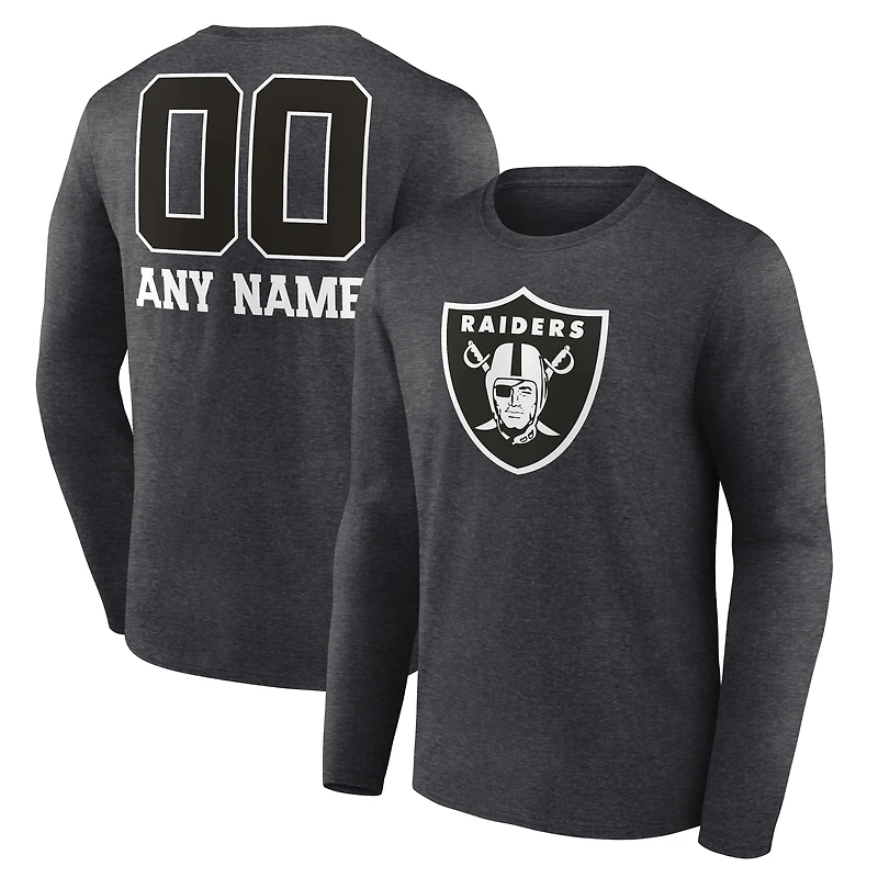 Men's Charcoal Las Vegas Raiders Personalized Name & Number Monochrome Long Sleeve T-Shirt