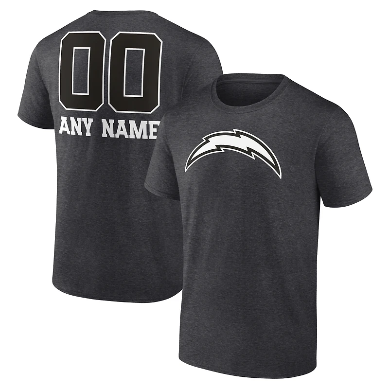 Men's Charcoal Los Angeles Chargers Personalized Name & Number Monochrome T-Shirt