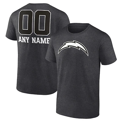 Men's Charcoal Los Angeles Chargers Personalized Name & Number Monochrome T-Shirt