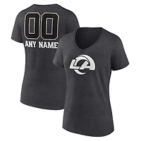 Women's Charcoal Los Angeles Rams Personalized Name & Number Monochrome V-Neck Long Sleeve T-Shirt