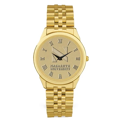 Men's Nazareth University Golden Flyers Gold Medallion Rolled Link Bracelet Wristwatch