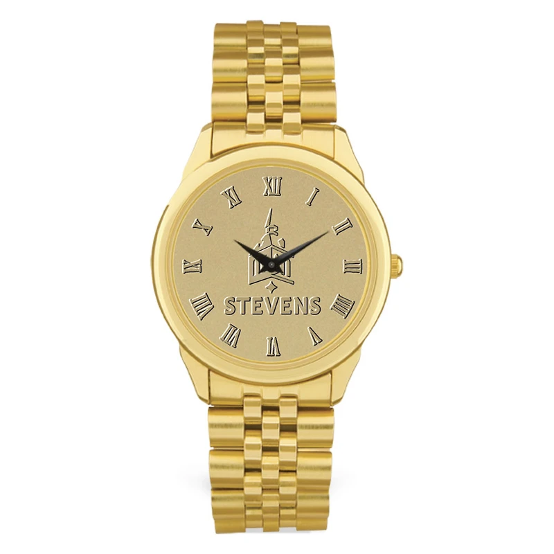 Men's Stevens Institute of Technology Ducks Gold Medallion Rolled Link Bracelet Wristwatch