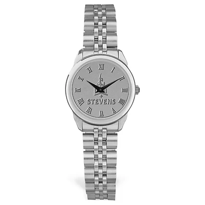Women's Stevens Institute of Technology Ducks Silver Medallion Rolled Link Bracelet Wristwatch